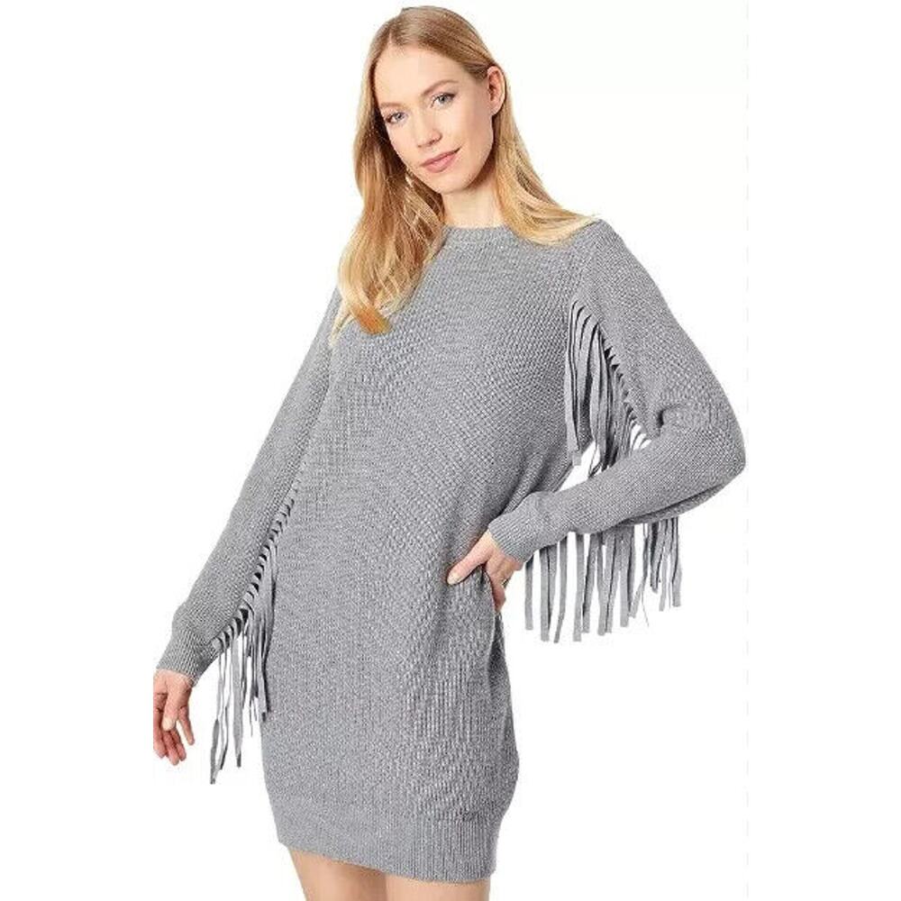 Ted Baker Friidah Cotton Wool Artisanal Boho Fringe Knitwear Sweater Dress Sz 4